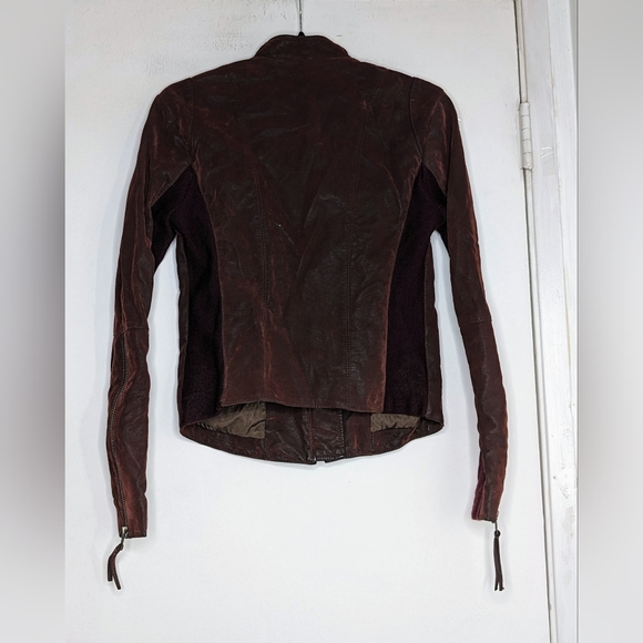 Free People Vegan Suede Zip Moto Jacket in Burgundy - Picture 6 of 8